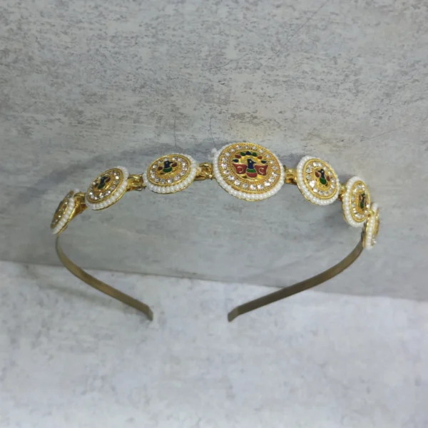 Kundan Studded Gold Plated Handcrafted Hairband For Women