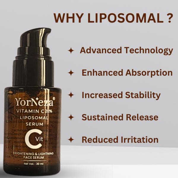 YorNeza Vitamin C 20% Liposomal Face Serum, 30 ml, Brightening & Lightening - Image 3