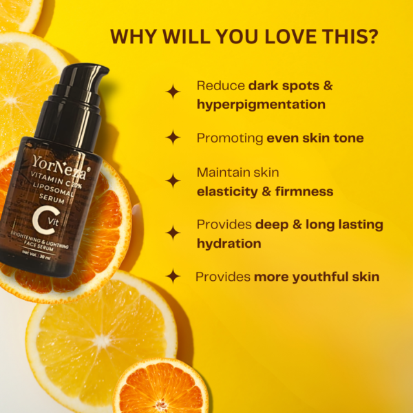 YorNeza Vitamin C 20% Liposomal Face Serum, 30 ml, Brightening & Lightening - Image 2